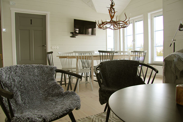 Lammskinn och renskinn i fåtöljer och stolar