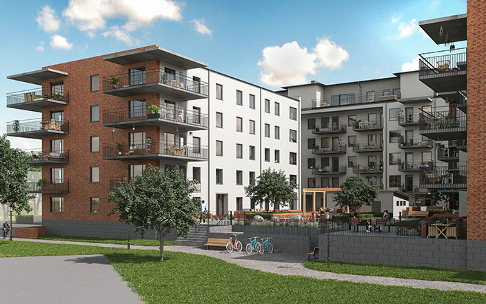 Markplan in mot gården.